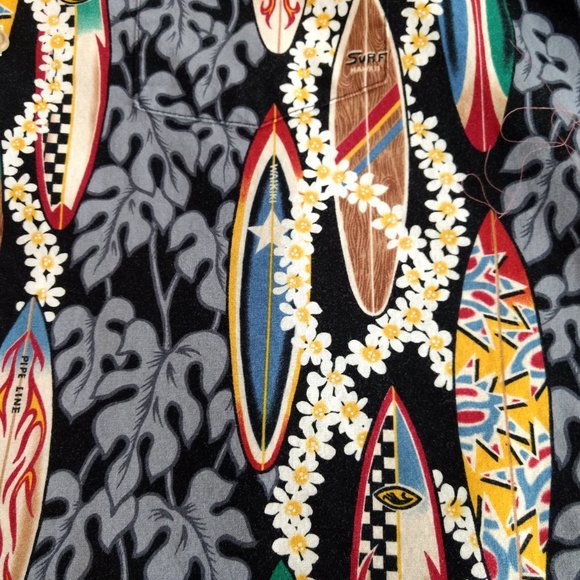 RJC Vintage Shirt Men's XL Multicolor Surf Boards Floral Button Hawaiian Pocket - Picture 7 of 12